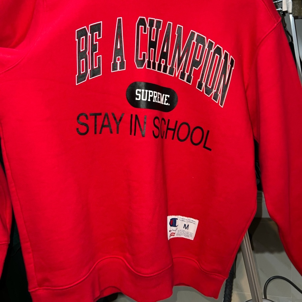 Supreme X Champion Collab Stay in School Crewneck